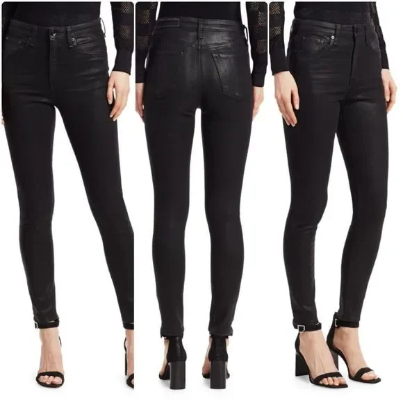Rag & Bone Nina High-Rise Coated Ankle Skinny